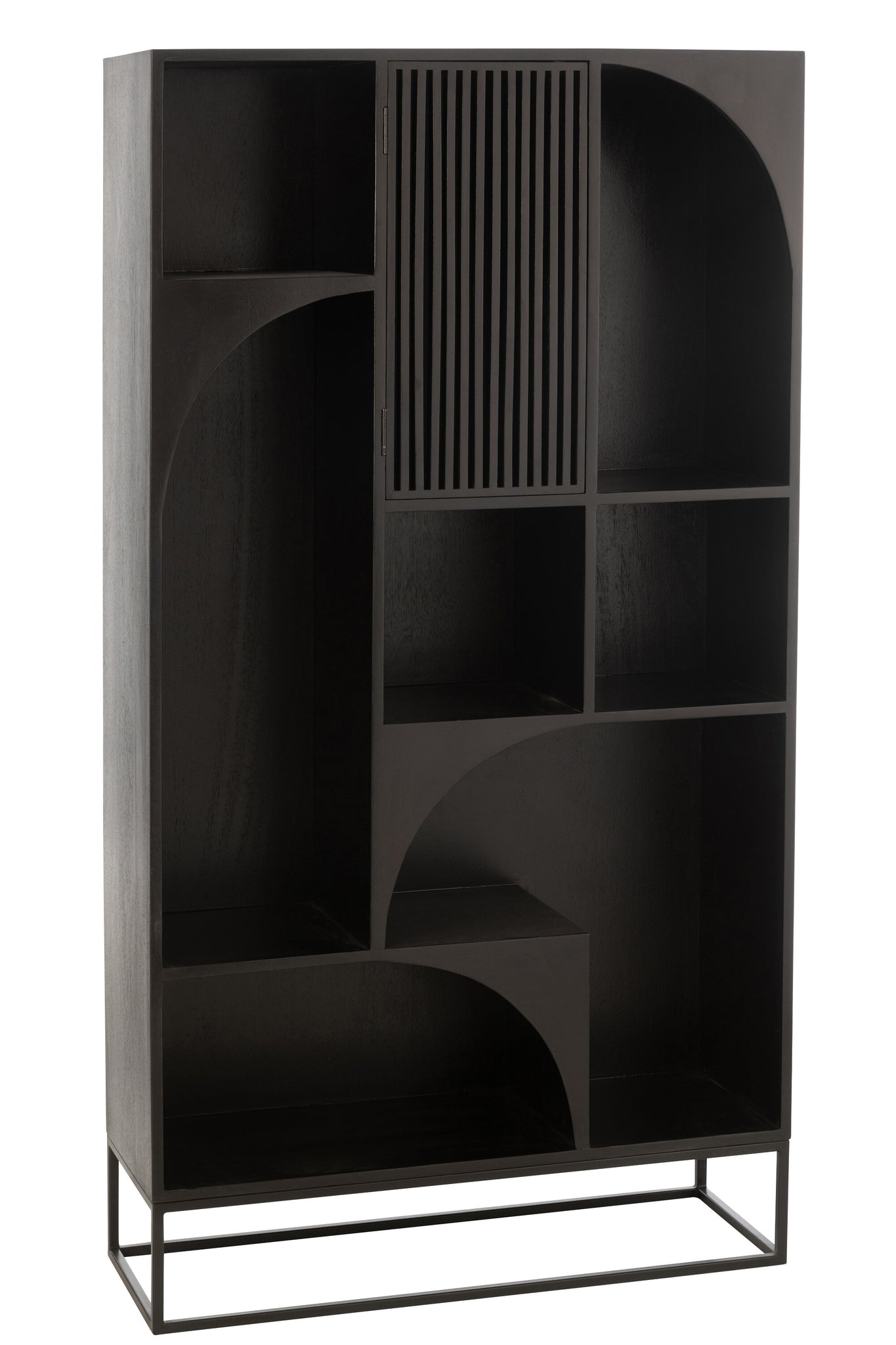 Design Boekenkast Mangohout Zwart 90x33x168 cm