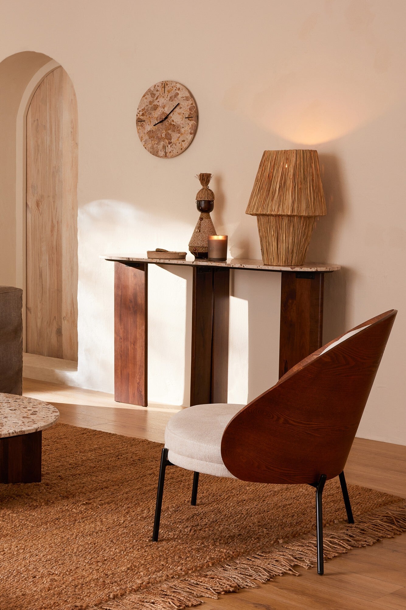 Lounge-Sessel, einfarbig, Sperrholz/Metall, braun/grau