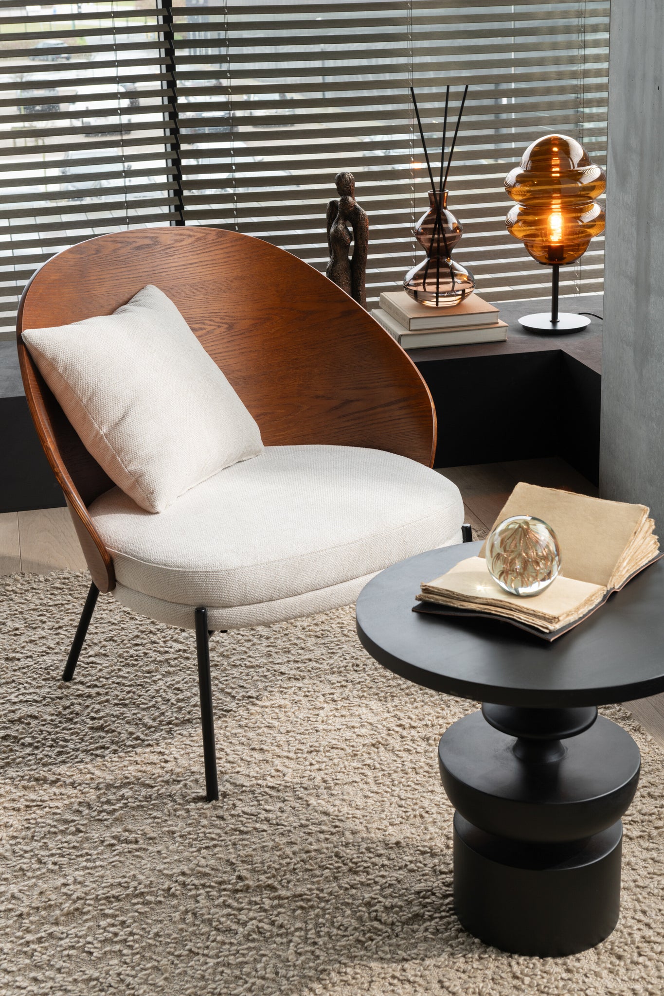 Lounge-Sessel, einfarbig, Sperrholz/Metall, braun/grau