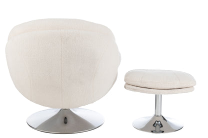 Relax Chair + Footstool Lay Metal/Plywood Cream/Silver