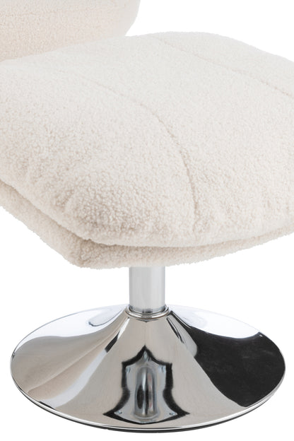 Relax Chair + Footstool Lay Metal/Plywood Cream/Silver