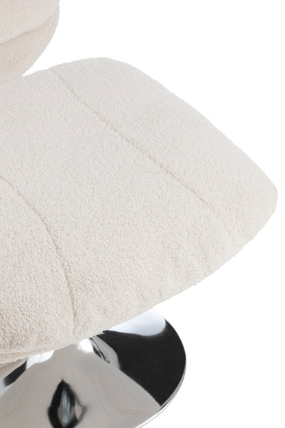 Relax Chair + Footstool Lay Metal/Plywood Cream/Silver