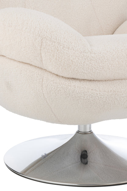 Relax Chair + Footstool Lay Metal/Plywood Cream/Silver