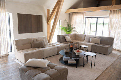 Sofa Grid Pappelholz/Schaumstoff Dunkelbeige