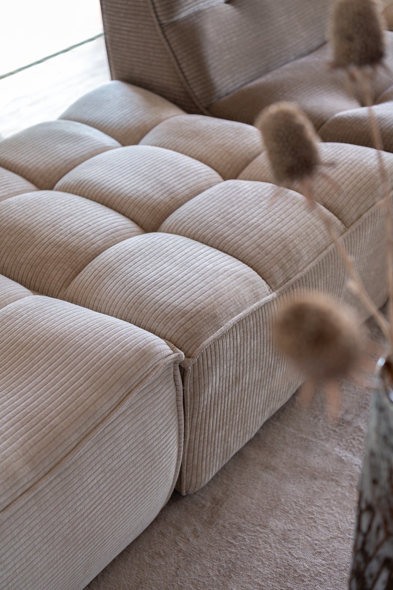 Ottoman Grid Poplar Wood/Foam Dark Taupe