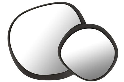 Wall Mirror Round Metal/Glass Black Large