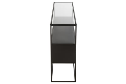 Sidetable Metaal Glas Zwart 140x30x72 cm
