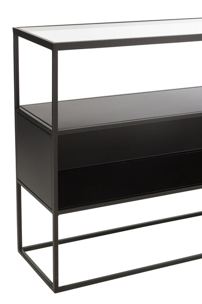 Console Square Metal/Glass Black
