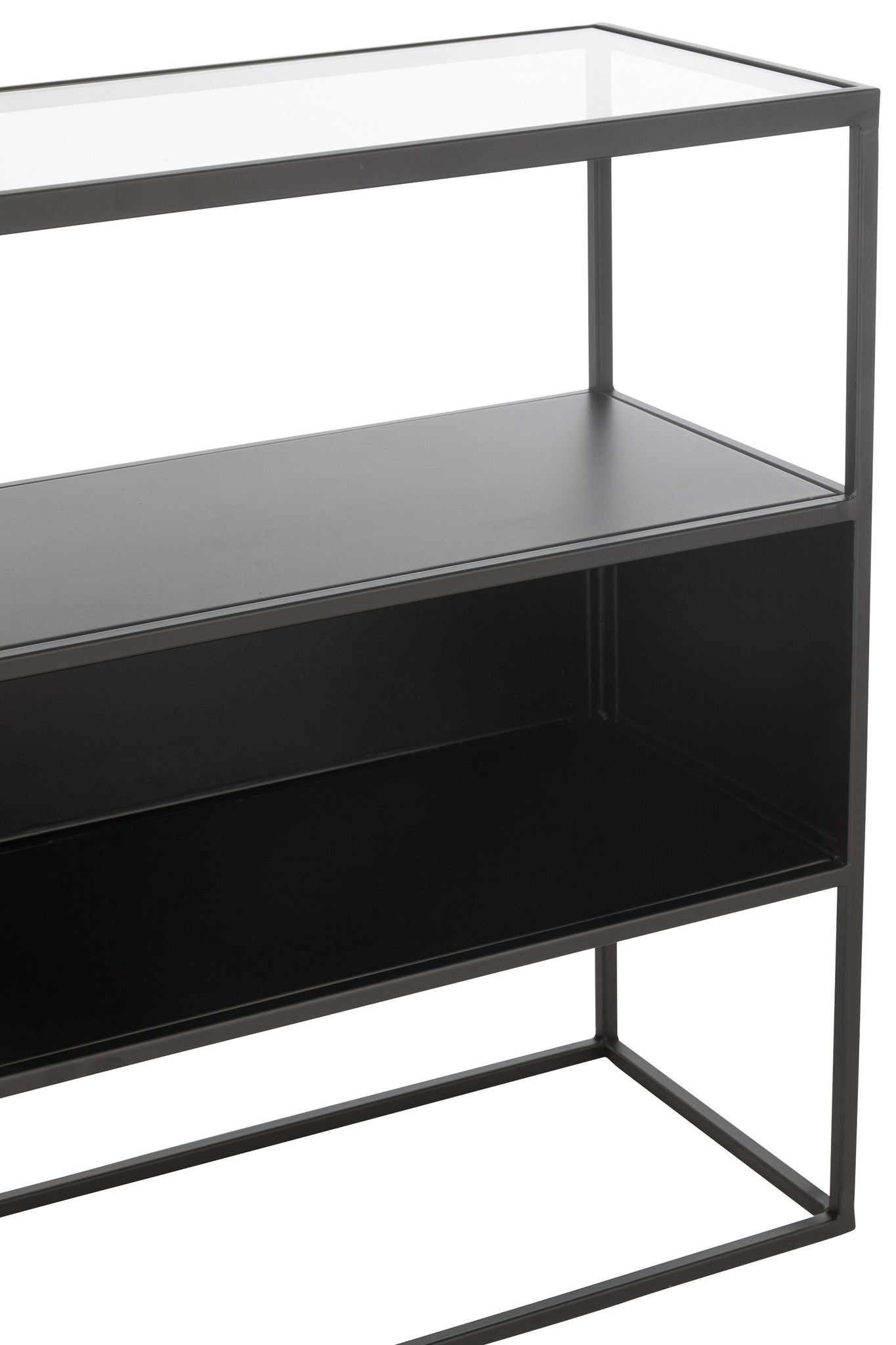 Sidetable Metaal Glas Zwart 140x30x72 cm