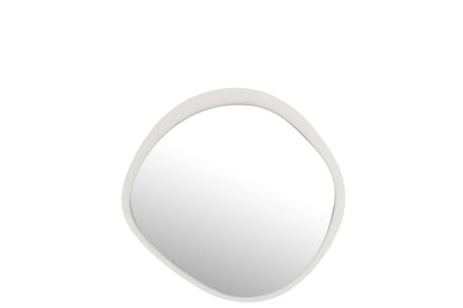 Wall Mirror Round Metal/Glass White Small