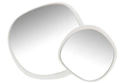 Wall Mirror Round Metal/Glass White Large
