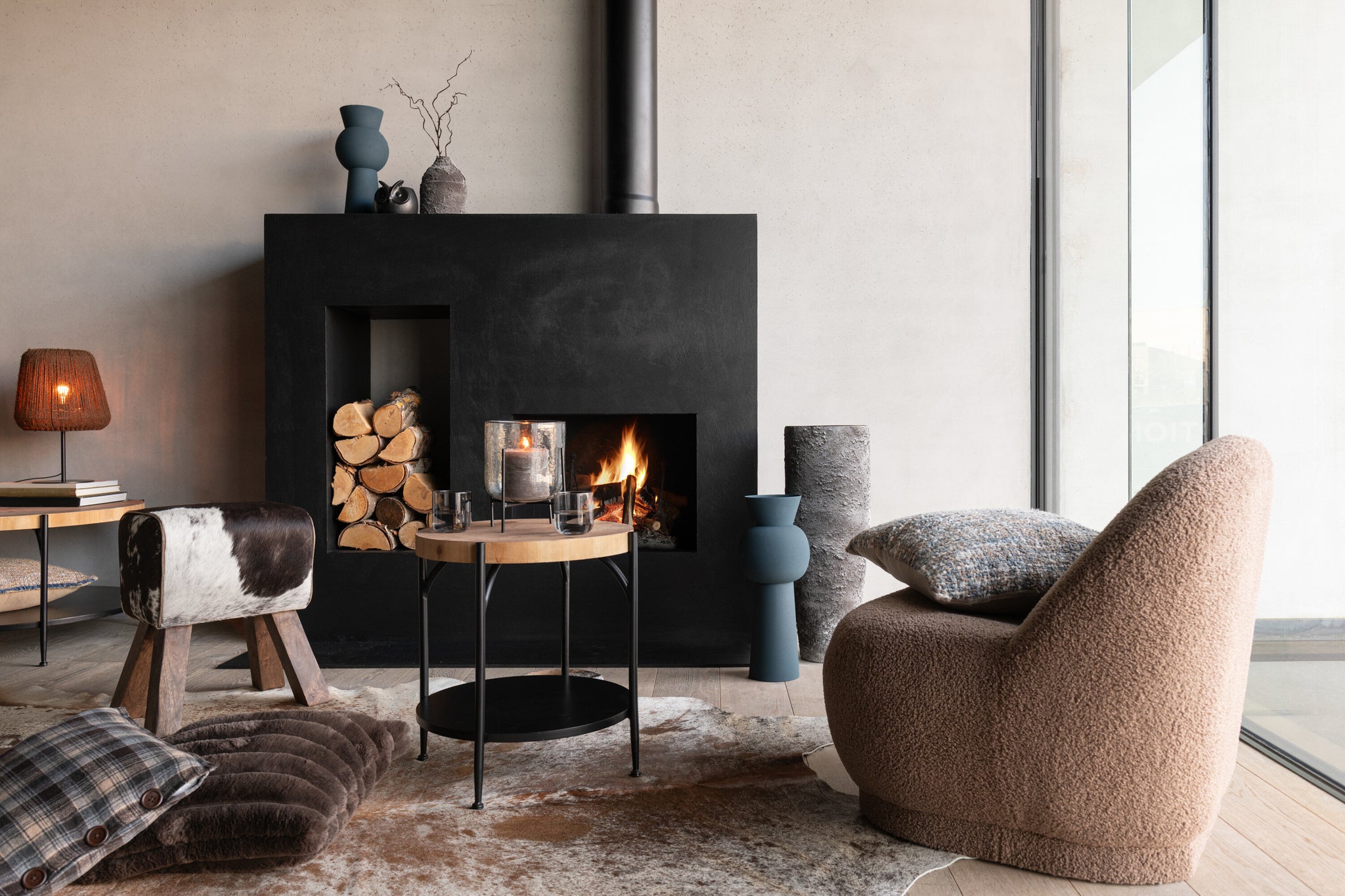 Side Table Bio Mdf/Iron Black/Natural