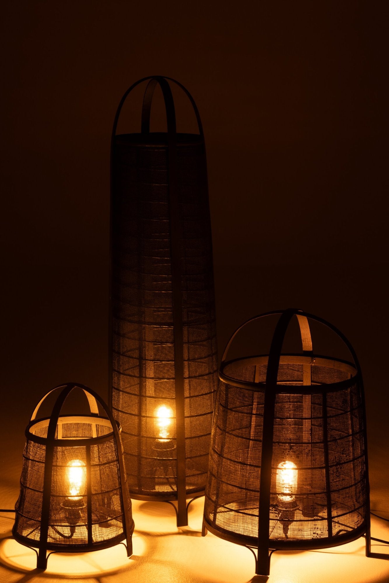 Don vloerlamp – bamboe/katoen, zwart