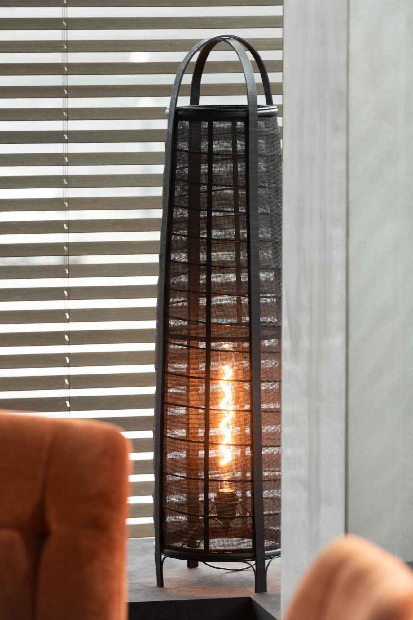 Don vloerlamp – bamboe/katoen, zwart