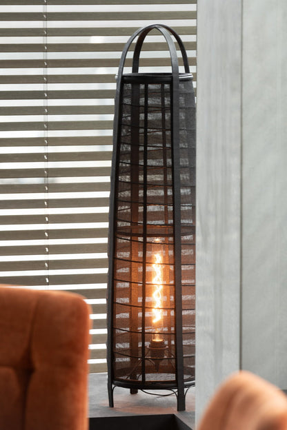 Don vloerlamp – bamboe/katoen, zwart