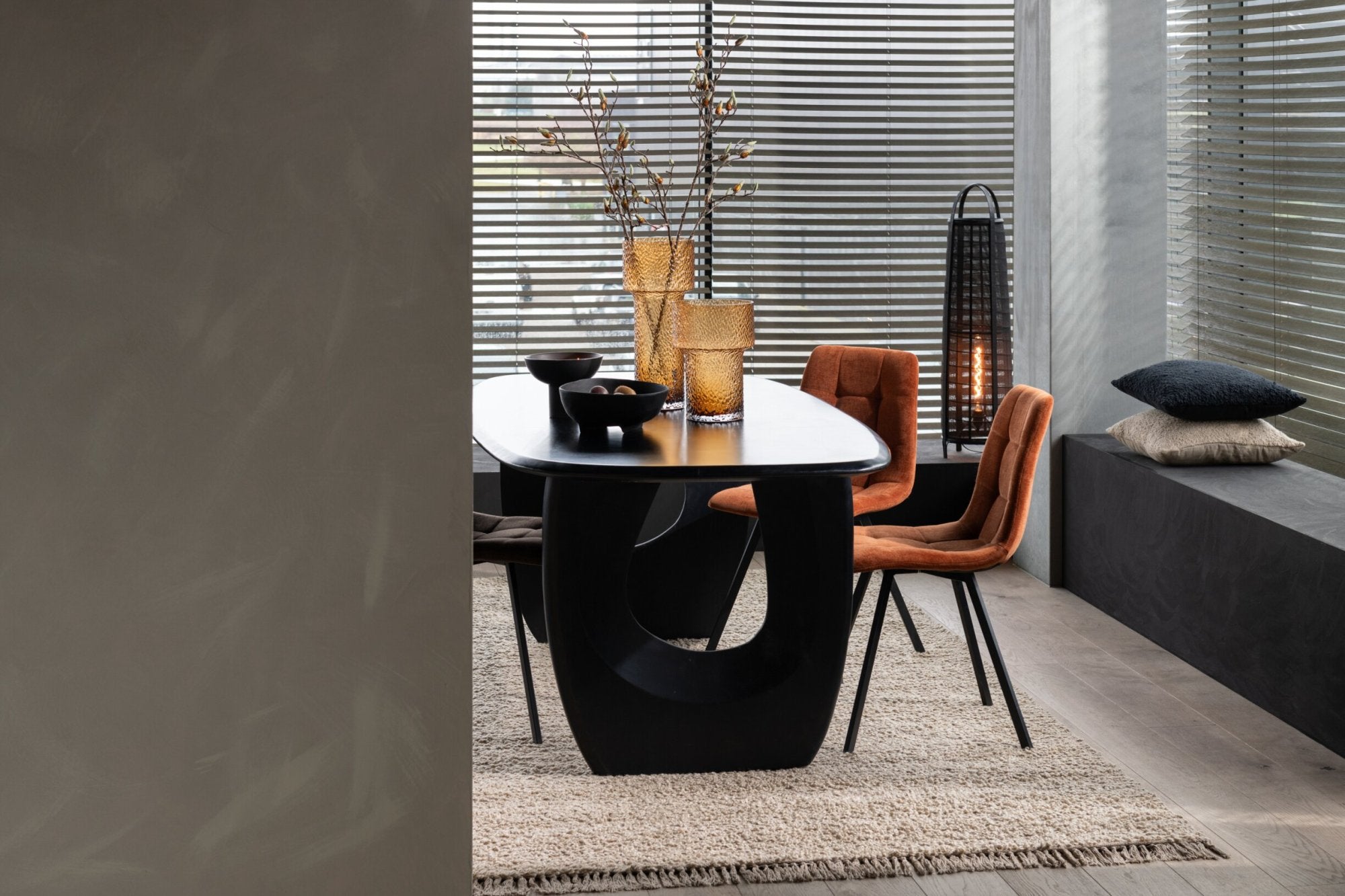 Don vloerlamp – bamboe/katoen, zwart