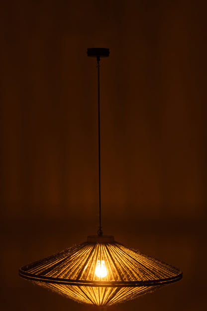 Hängelampe Ovni Eisen/Jute Grün Medium