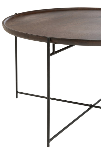 Table Round Iron/Mango Wood Brown/Black
