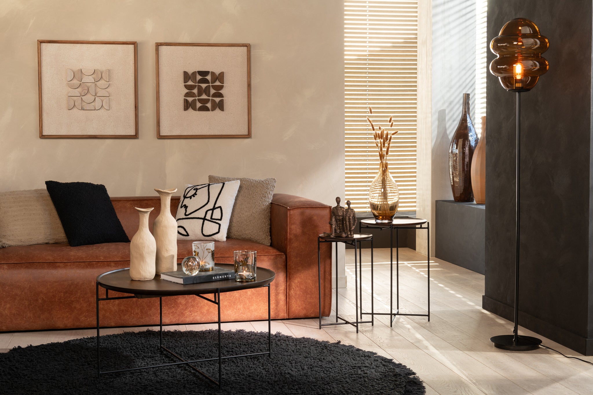 Table Round Iron/Mango Wood Brown/Black
