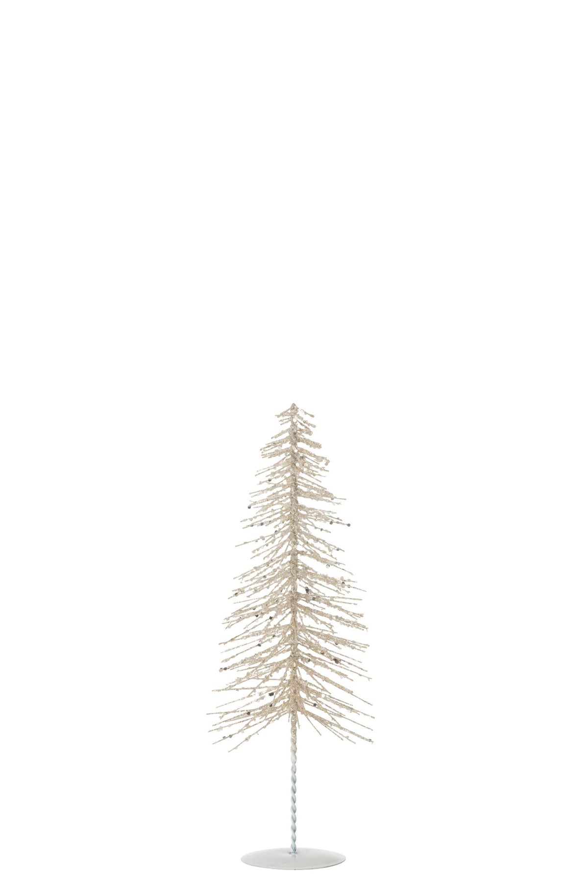 Decoratieve kerstboom glitter – metaal en kunststof, wit en zilver, 32 cm