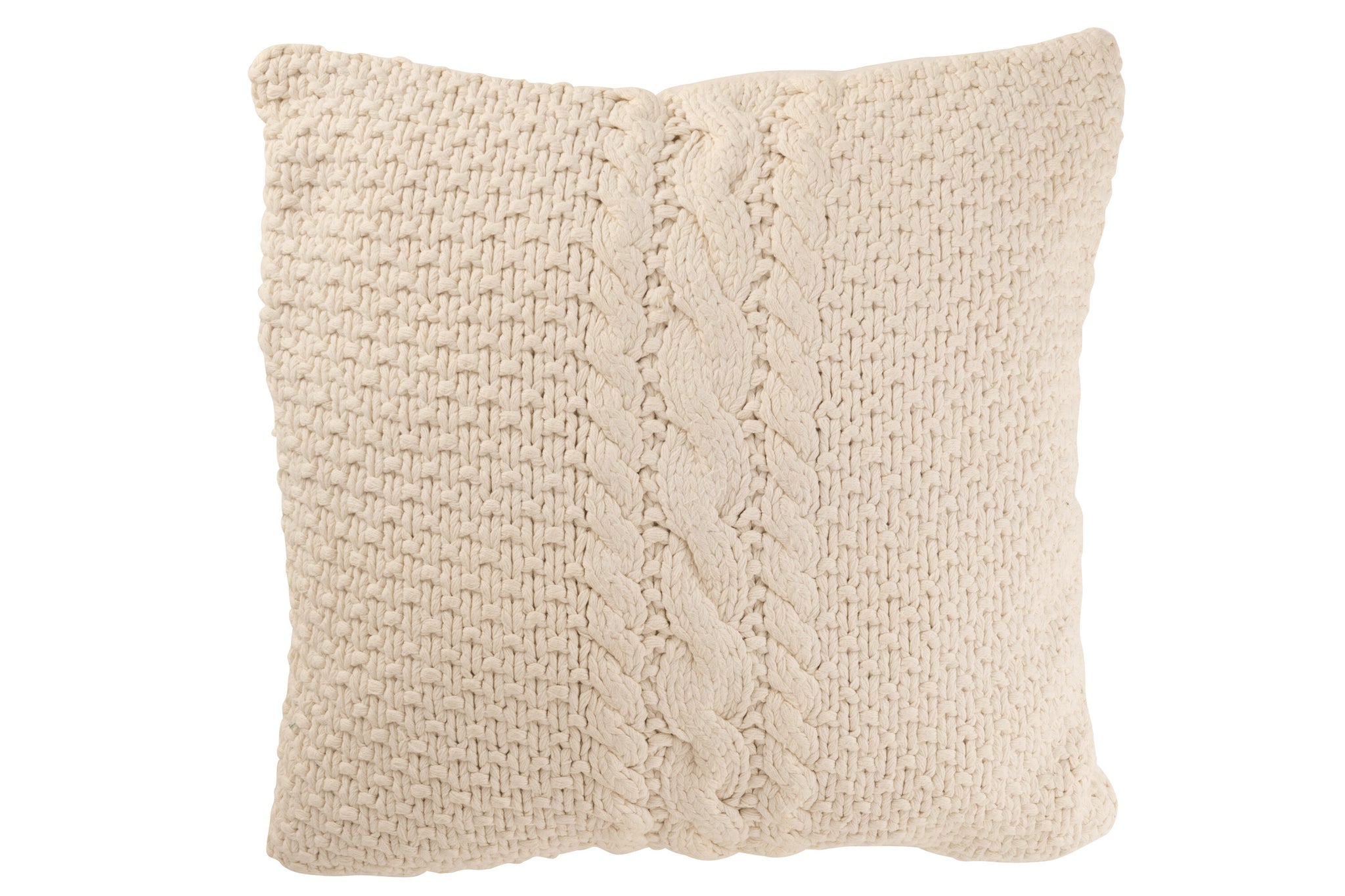 Cushion Knitted+Braid Cotton White