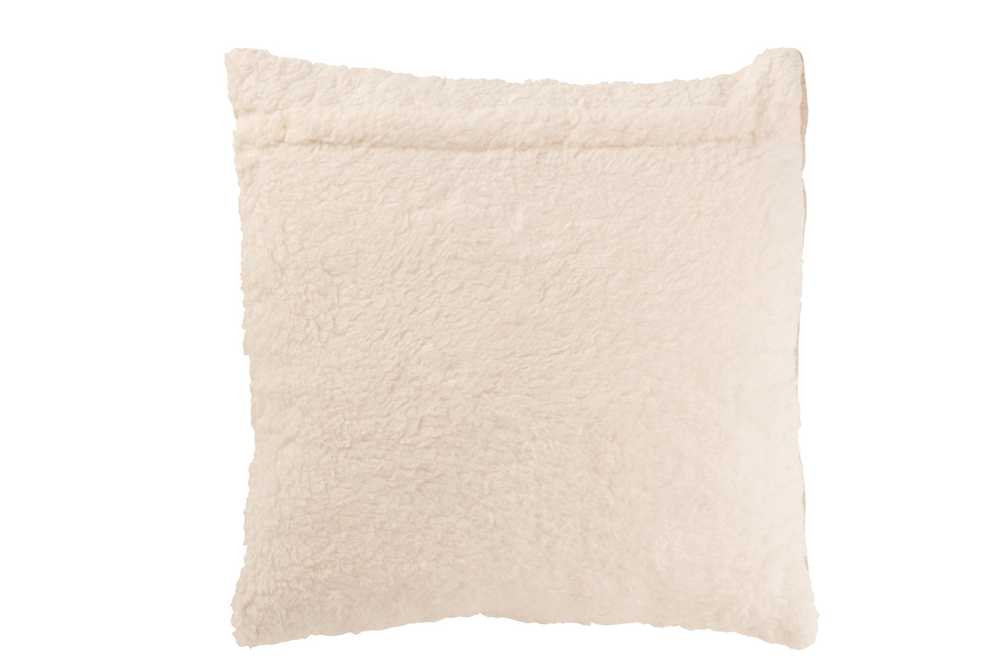 Teddy-Kissen mit Ziernähten, Baumwolle/Polyester, Beige