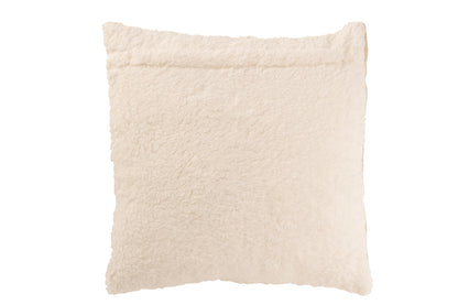 Teddy-Kissen mit Ziernähten, Baumwolle/Polyester, Beige
