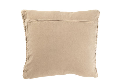 Cushion Knitted+Braid Cotton Washed Beige