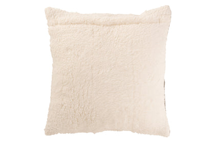 Teddy-Kissen mit Ziernähten, Baumwolle/Polyester, Grau