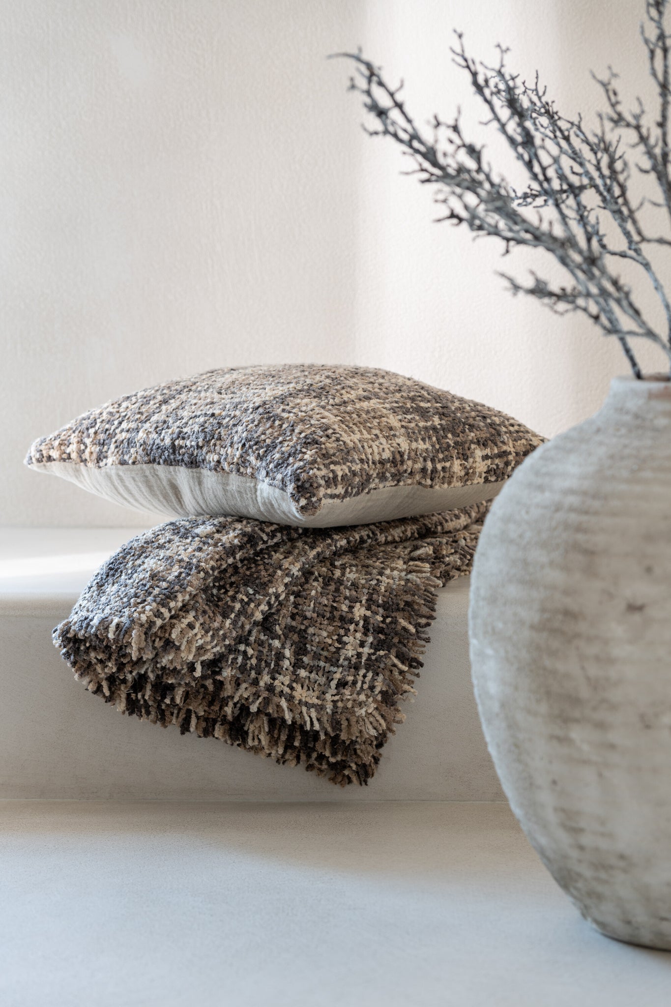 Cushion Tweed Acryl/Baumwolle Braun/Beige