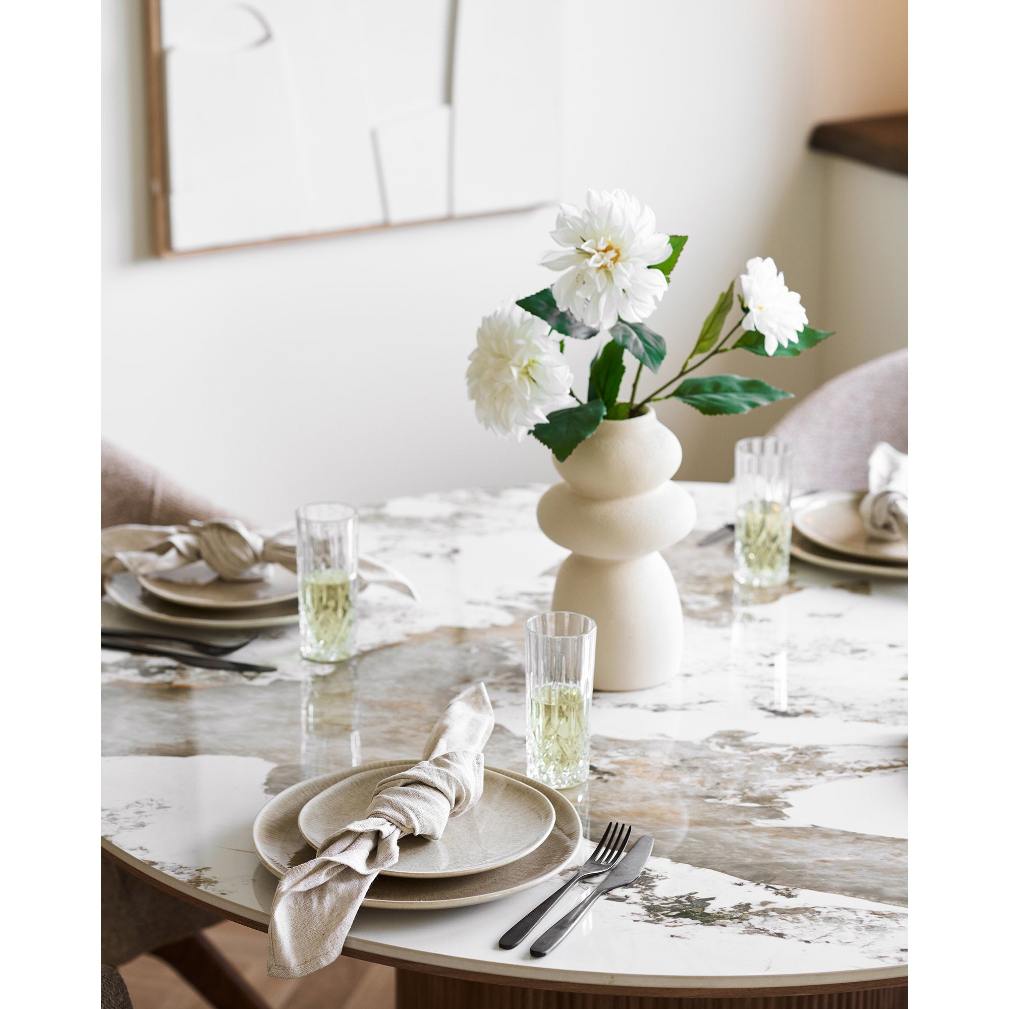 Viola Dinner Plate - Dinner plate, ceramic, beige ø27 cm, set of 4
