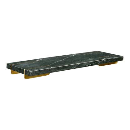 Dienblad Diu – marmer en messing, zwart met messing, 38x12,5 cm