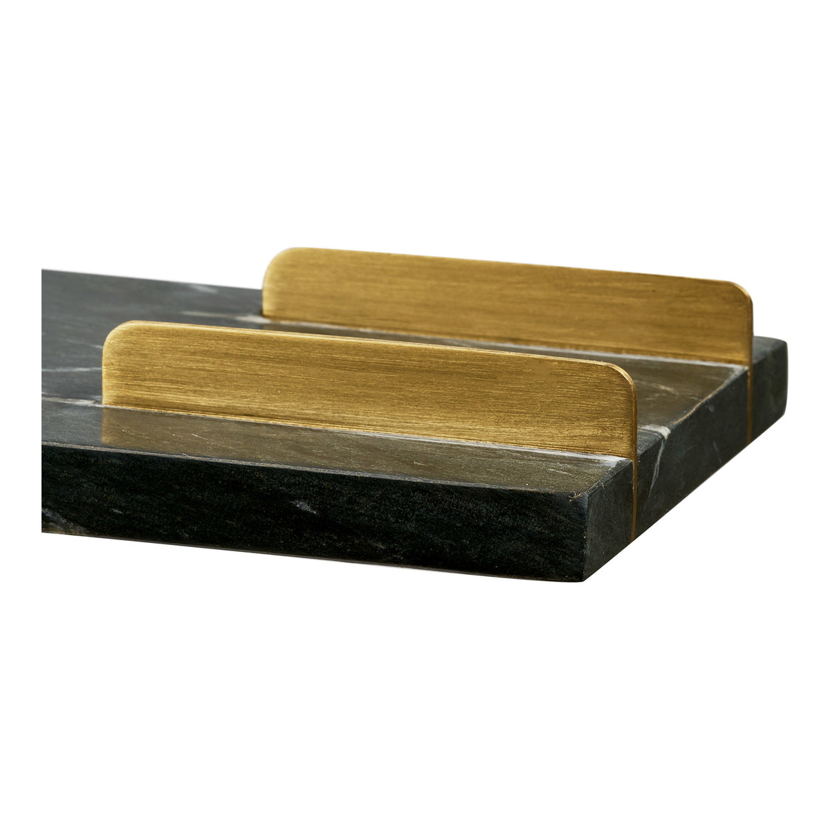 Dienblad Diu – marmer en messing, zwart met messing, 38x12,5 cm