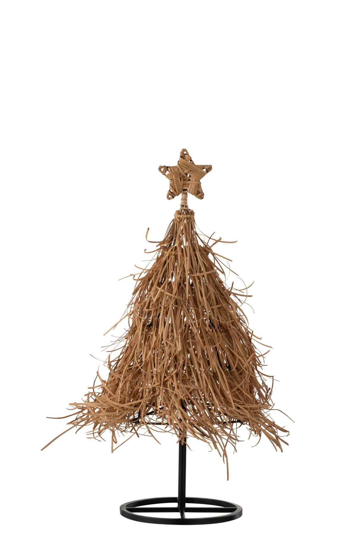 Kerstboom met ster rotan klein – rotan en ijzer, naturel, 64 cm