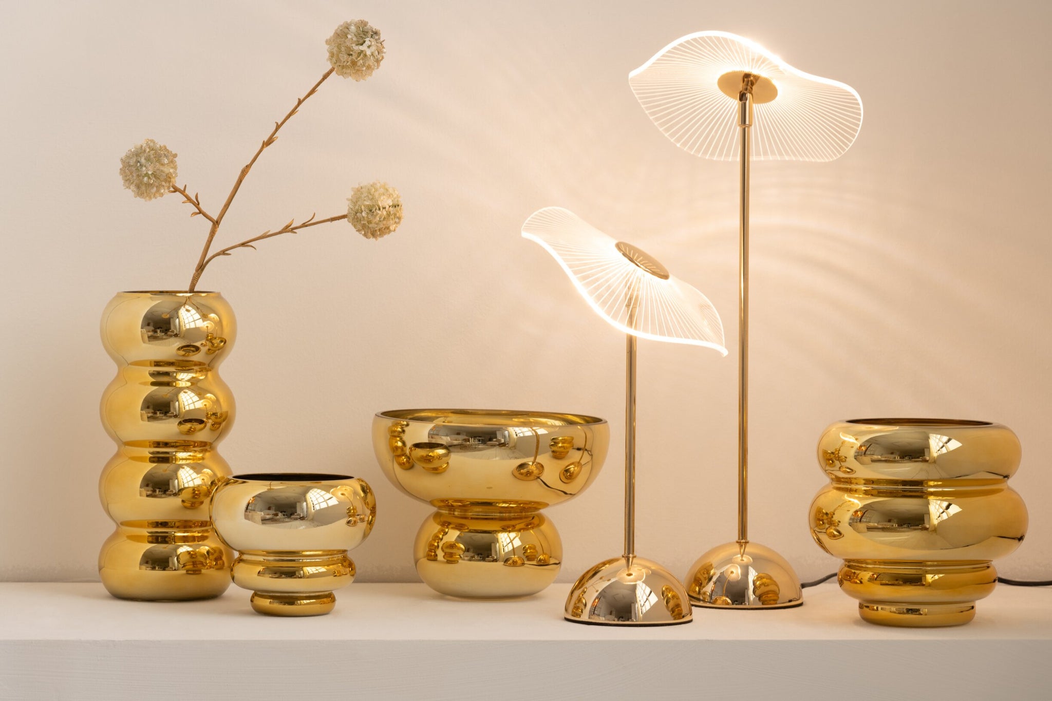 Tischleuchte LED Blume Metall/Kunststoff Gold Klein