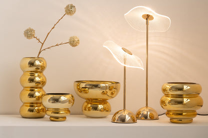 Tischleuchte LED Blume Metall/Kunststoff Gold Klein