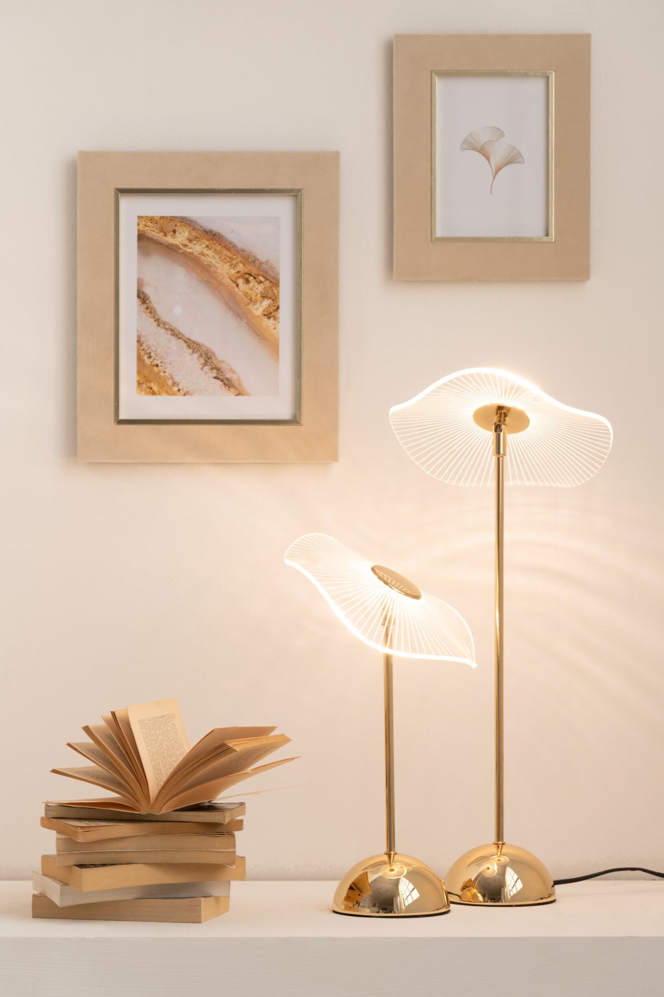 Tischleuchte LED Blume Metall/Kunststoff Gold Klein