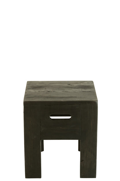 Hocker aus recyceltem Kiefernholz, schwarz 35x35x40 cm