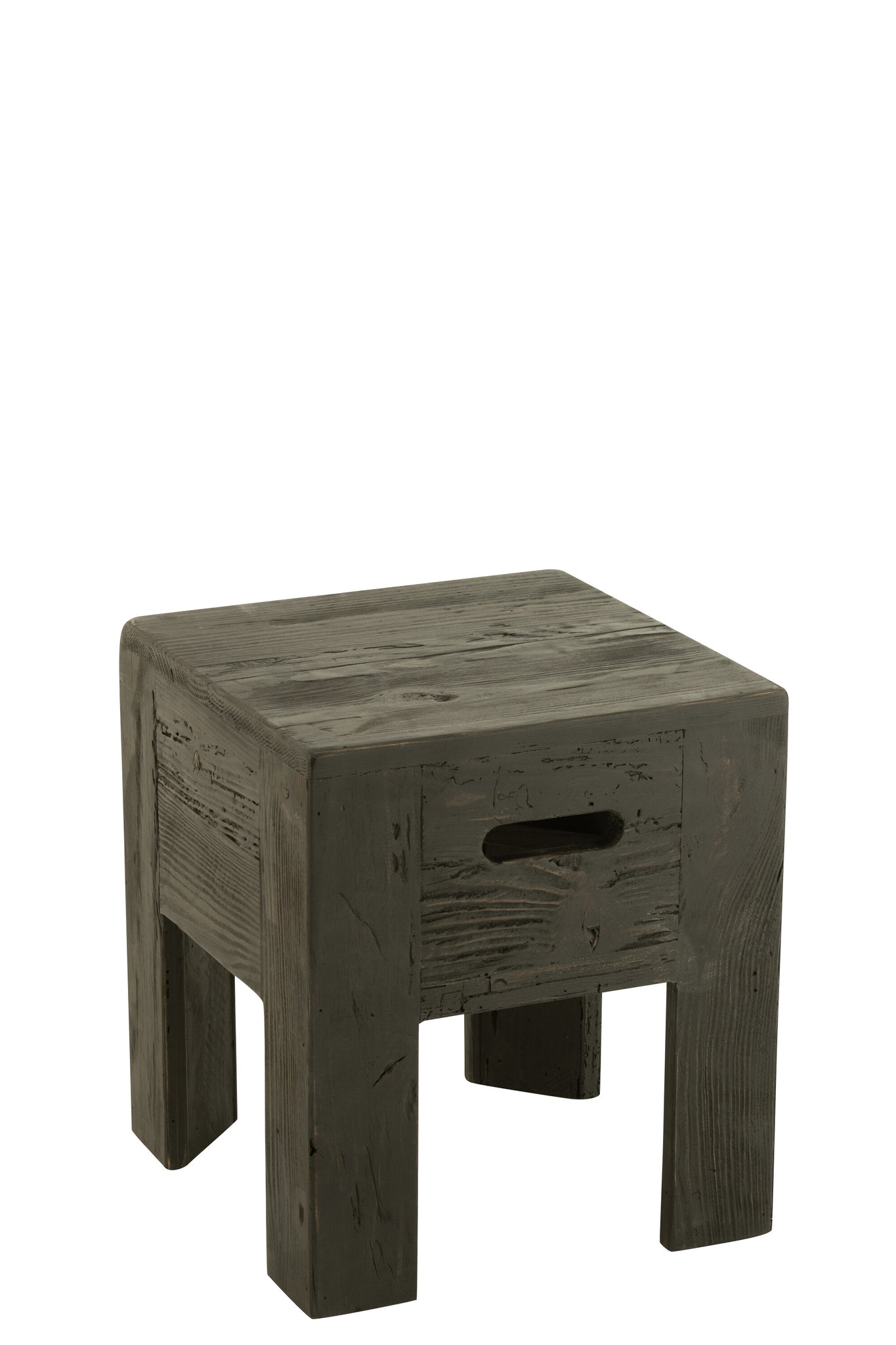 Hocker aus recyceltem Kiefernholz, schwarz 35x35x40 cm