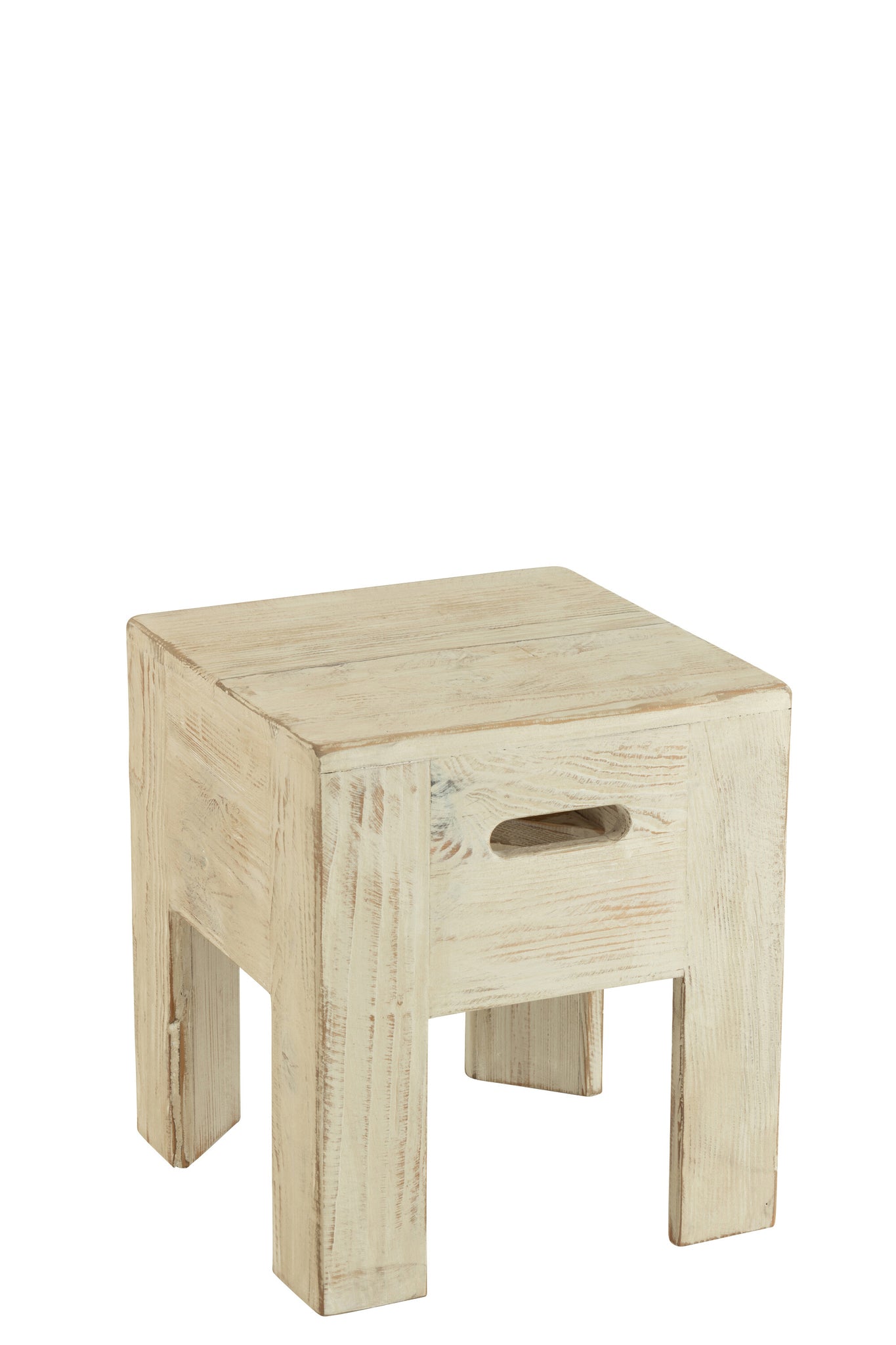 Kruk Gerecycled Dennenhout Wit 35x35x40 cm