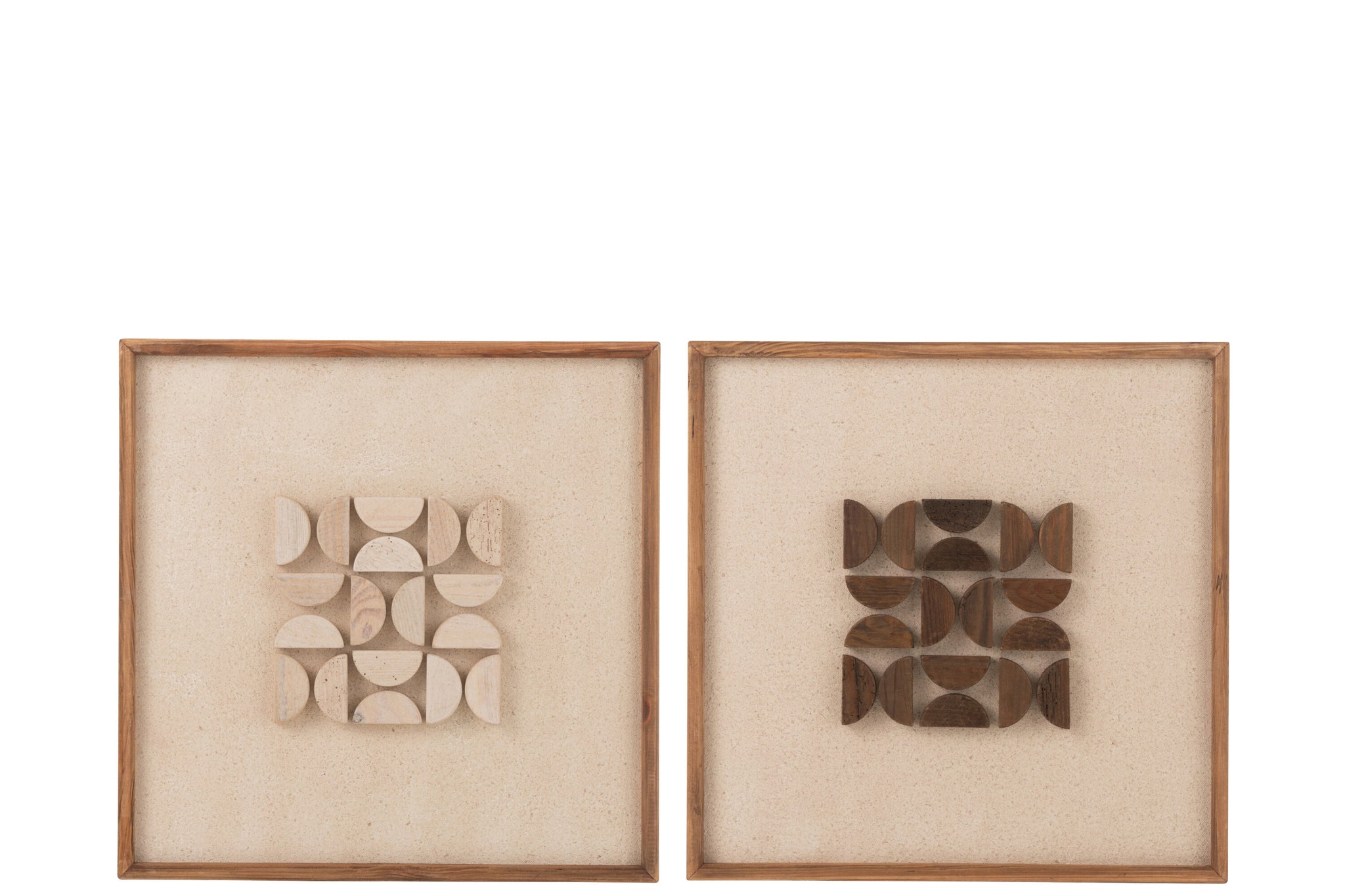 Wall Decoration Rob Pine Wood/Canvas White/Natural Assortment Of 2