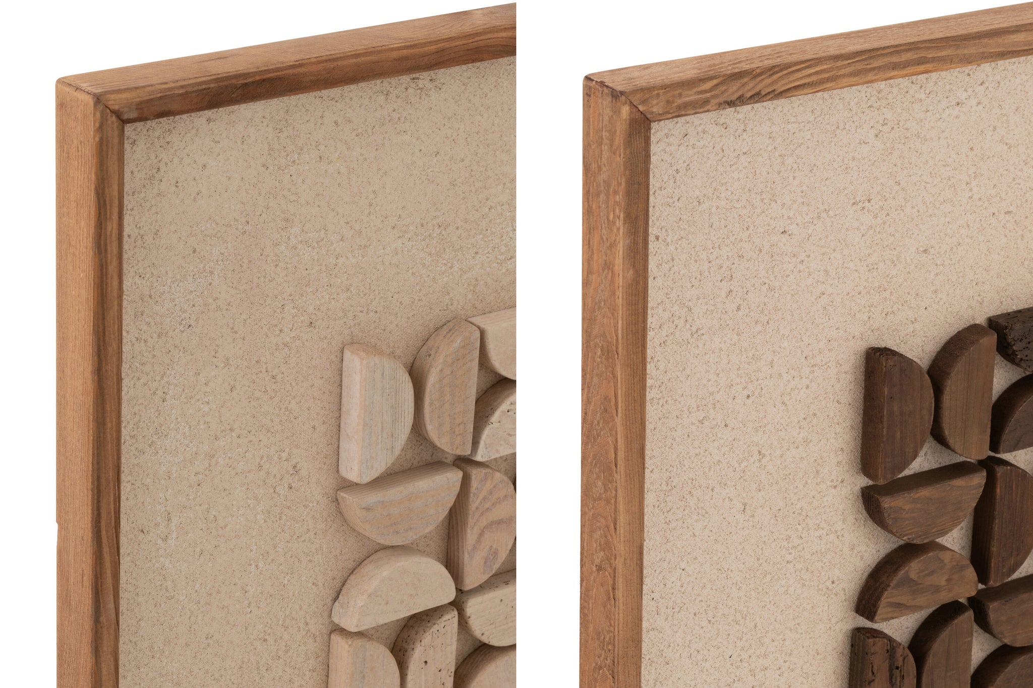 Wall Decoration Rob Pine Wood/Canvas White/Natural Assortment Of 2