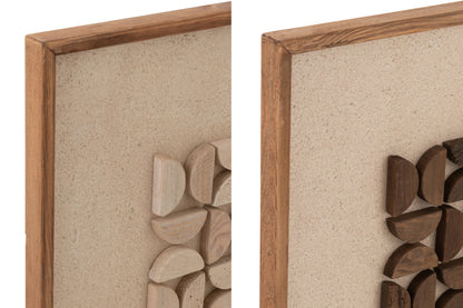 Wall Decoration Rob Pine Wood/Canvas White/Natural Assortment Of 2