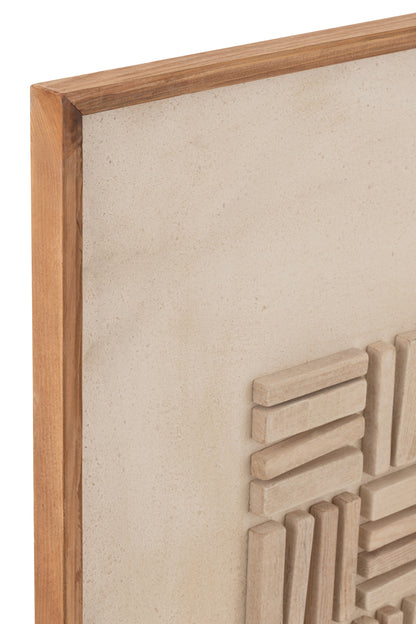 Wall Decoration John Pine Wood/Canvas White