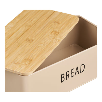 Tula Brotkasten - Brotkasten mit 3 Dosen, Metall/Bambus, beige, 4er Set