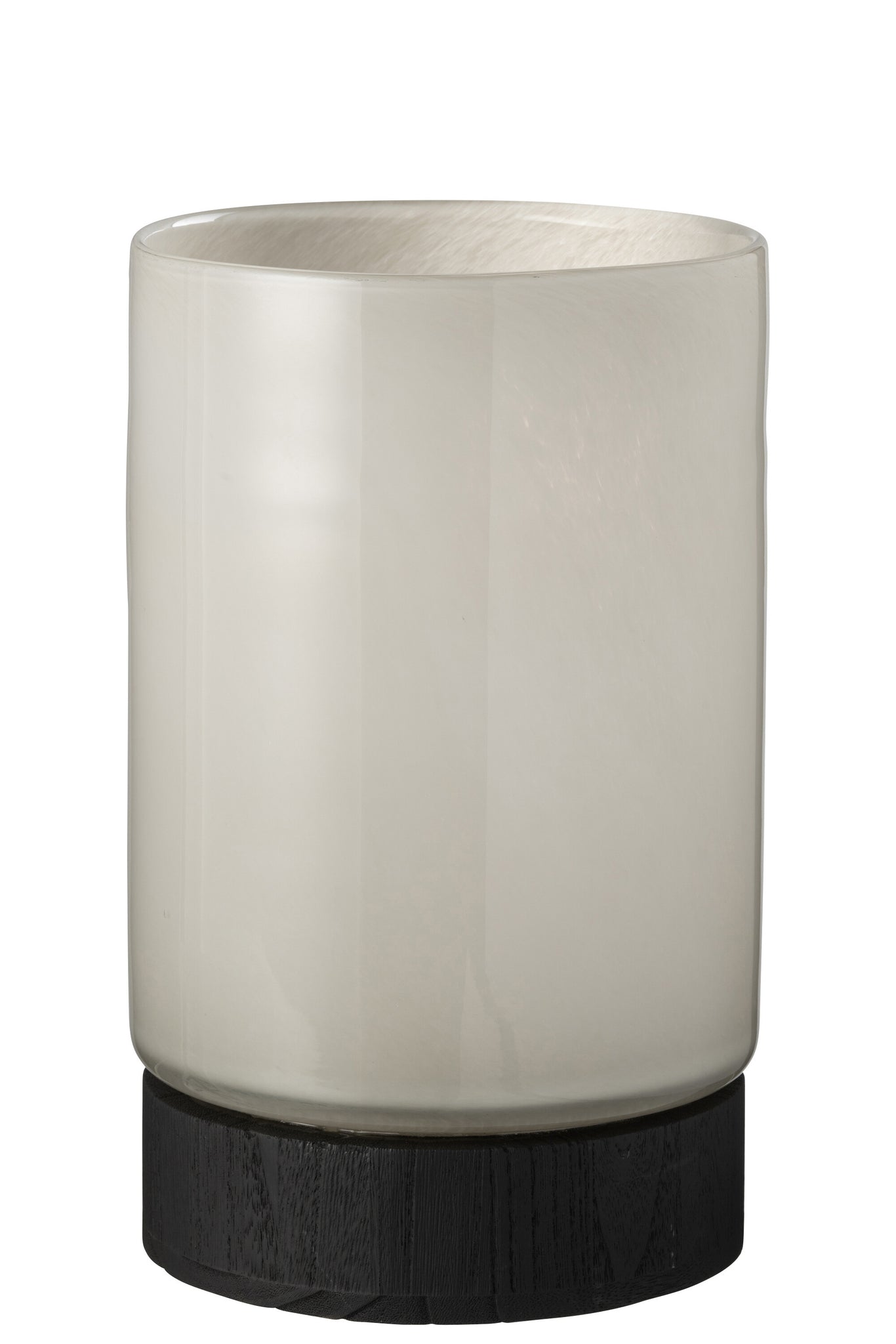 Candleholder/Vase Ray Glass/Willow Wood Grey/Black Large