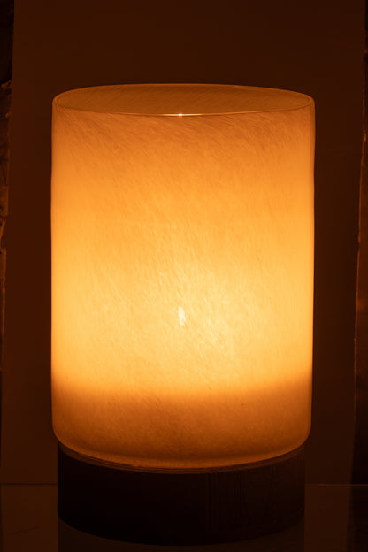 Candleholder/Vase Ray Glass/Willow Wood Grey/Black Large