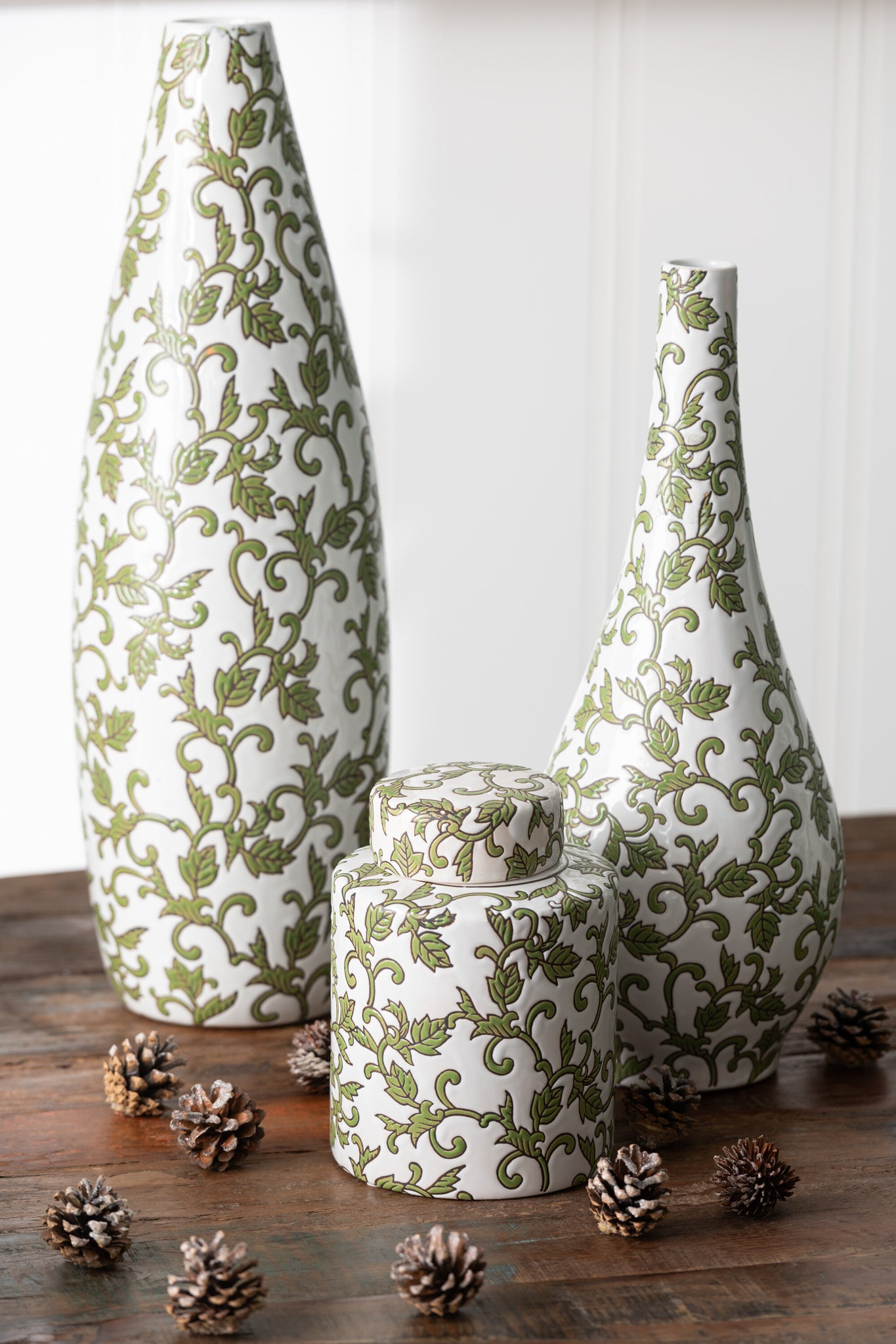 Yezi-Porzellanvase, grün/weiß
