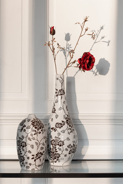 Vase Zen Oval Porcelain White/Black