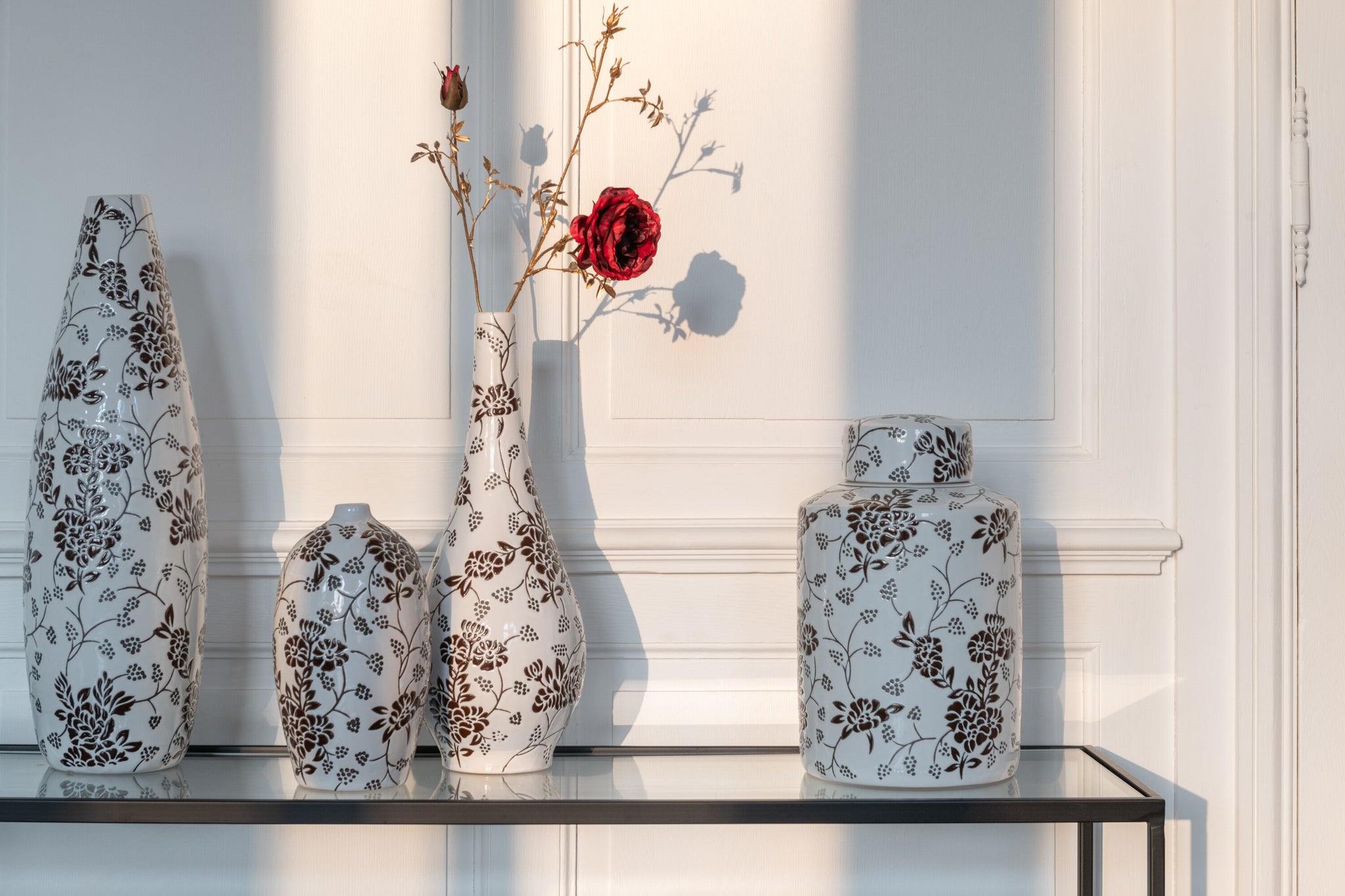 Vase Zen Oval Porcelain White/Black